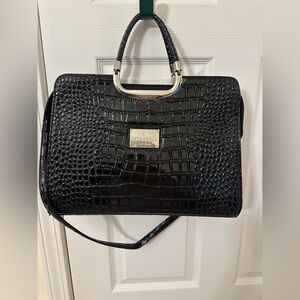 Kate Spade Glossy Black Croc-Embossed Satchel